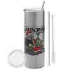 Tumbler stainless steel Silver 600ml, with metal straw & cleaning brush