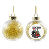 Transparent Christmas tree ball ornament with gold filling 8cm