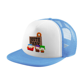 South Park, Child's Soft Trucker Hat with Blue/White Mesh (POLYESTER, CHILD, ONE SIZE)