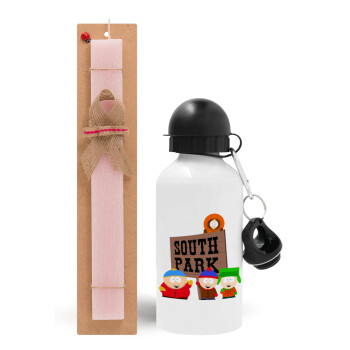 South Park, Easter Set, metallic aluminum bottle (500ml) & aromatic flat Easter candle (30cm) (PINK)