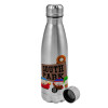 Metallic water bottle, stainless steel, 750ml