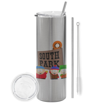 South Park, Tumbler stainless steel Silver 600ml, with metal straw & cleaning brush