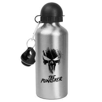 The punisher, Metallic water jug, Silver, aluminum 500ml