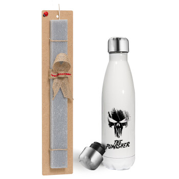 The punisher, Easter candle, metallic white thermos bottle (500ml) & aromatic flat candle (30cm) (GRAY)