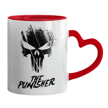 The punisher, Mug heart red handle, ceramic, 330ml