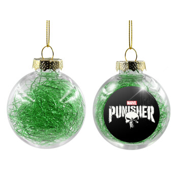 The punisher, Transparent Christmas tree ball ornament with green filling 8cm