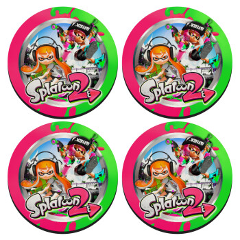 Splatoon 2, ΣΕΤ 4 Σουβέρ ξύλινα στρογγυλά (9cm)