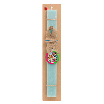 Splatoon 2, Easter Set, wooden keychain & aromatic flat Easter candle (30cm) (TURQUOISE)