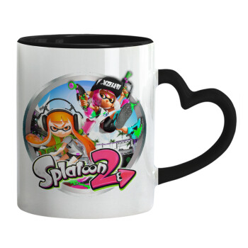 Splatoon 2, Mug heart black handle, ceramic, 330ml