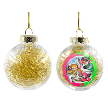 Splatoon 2, Transparent Christmas tree ball ornament with gold filling 8cm