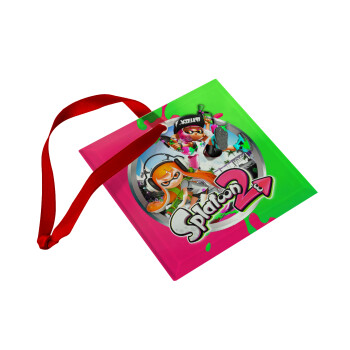 Splatoon 2, Christmas ornament, glass square ornament 9x9cm