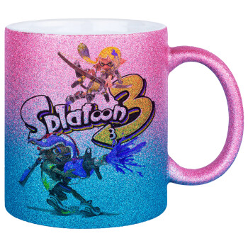 Splatoon 3, Κούπα Χρυσή/Μπλε Glitter, κεραμική, 330ml