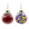 Transparent Christmas tree ball ornament with red filling 8cm