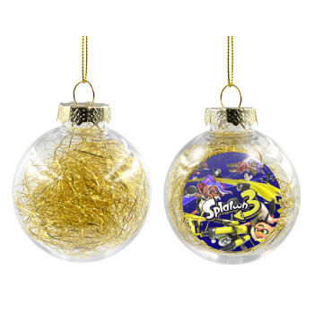 Splatoon 3, Transparent Christmas tree ball ornament with gold filling 8cm