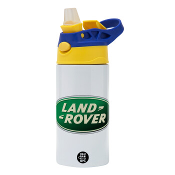 Land Rover, Children's hot water bottle, stainless steel, with safety straw, green, blue (360ml) BPA FREE