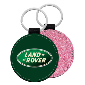 Land Rover, Μπρελόκ Δερματίνη, στρογγυλό ΡΟΖ (5cm)