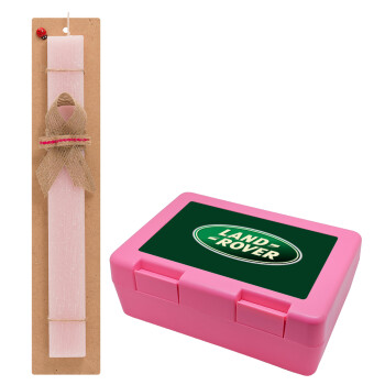 Land Rover, Easter Set, children's snack container PINK & scented flat Easter candle (30cm) (PINK)