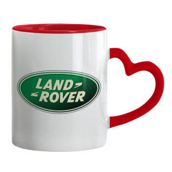 Land Rover, Κούπα καρδιά χερούλι κόκκινη, κεραμική, 330ml