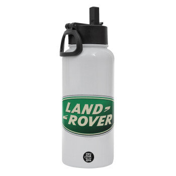 Land Rover, Metal mug thermo White with Straw and Spout Lid (Stainless steel), double wall, 950ml