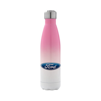 Ford, Metal mug thermos Pink/White (Stainless steel), double wall, 500ml