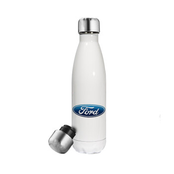 Ford, Metal mug thermos White (Stainless steel), double wall, 500ml