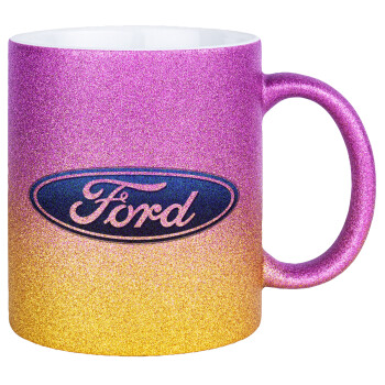 Ford, Κούπα Χρυσή/Ροζ Glitter, κεραμική, 330ml
