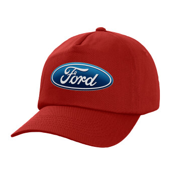 Ford, Καπέλο παιδικό Baseball, 100% Βαμβακερό Twill, Κόκκινο (ΒΑΜΒΑΚΕΡΟ, ΠΑΙΔΙΚΟ, UNISEX, ONE SIZE)