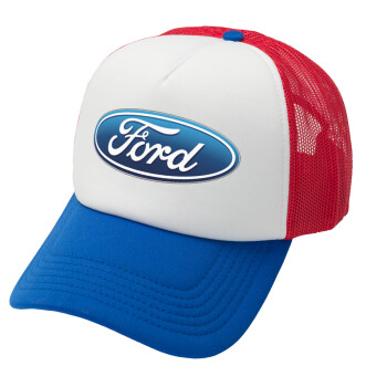 Ford, Καπέλο Ενηλίκων Soft Trucker με Δίχτυ Red/Blue/White (POLYESTER, ΕΝΗΛΙΚΩΝ, UNISEX, ONE SIZE)