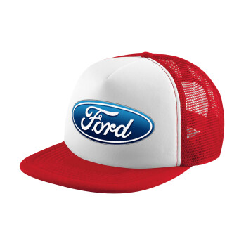 Ford, Καπέλο παιδικό Soft Trucker με Δίχτυ ΚΟΚΚΙΝΟ/ΛΕΥΚΟ (POLYESTER, ΠΑΙΔΙΚΟ, ONE SIZE)