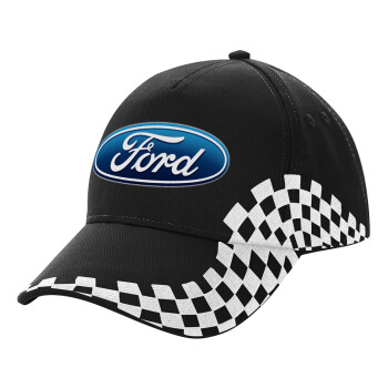 Ford, Adult Ultimate BLACK RACING Cap, (100% COTTON DRILL, ADULT, UNISEX, ONE SIZE)