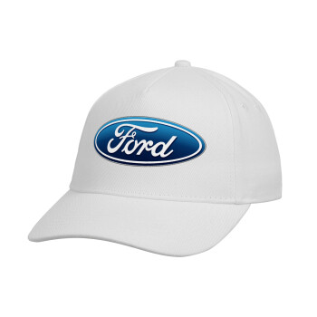 Ford, Καπέλο παιδικό Baseball, Drill, Λευκό (100% ΒΑΜΒΑΚΕΡΟ, ΠΑΙΔΙΚΟ, UNISEX, ONE SIZE)