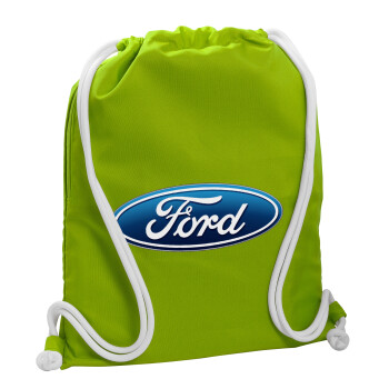 Ford, Backpack bag GYMBAG LIME GREEN, with pocket (40x48cm) & thick cords