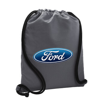 Ford, Τσάντα πλάτης πουγκί GYMBAG ΓΚΡΙ, με τσέπη (40x48cm) & χονδρά κορδόνια