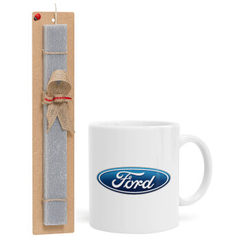 Ford, Easter Set, Ceramic Cup (330ml) & Easter aromatic flat candle (30cm) (GRAY)