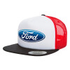 Adult Foam Flat Snapback with Mesh Black-White-Red (POLYESTER, ADULT, UNISEX, ONE SIZE)