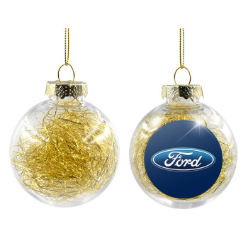 Ford, Transparent Christmas tree ball ornament with gold filling 8cm