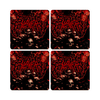 Slayer, ΣΕΤ x4 Σουβέρ ξύλινα τετράγωνα plywood (9cm)