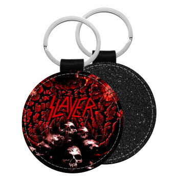 Slayer, Μπρελόκ Δερματίνη, στρογγυλό ΜΑΥΡΟ (5cm)