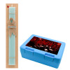 Easter Set, children's snack container BLUE & Easter aromatic flat candle (30cm) (TURQUOISE)