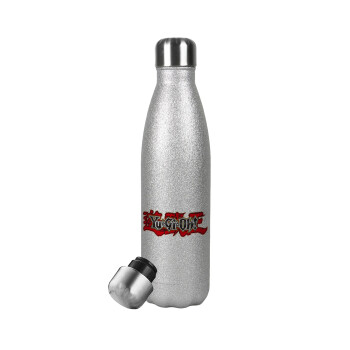 Yu-Gi-Oh, Metallic Glitter Silver Thermos Flask (Stainless steel), double-walled, 500ml