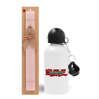 Yu-Gi-Oh, Easter Set, metallic aluminum bottle (500ml) & aromatic flat Easter candle (30cm) (PINK)