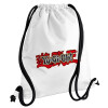 Backpack pouch GYMBAG white, with pocket (40x48cm) & thick cords