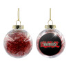 Transparent Christmas tree ball ornament with red filling 8cm