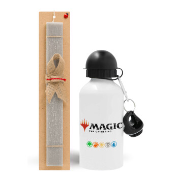 Magic the Gathering, Πασχαλινό Σετ, παγούρι μεταλλικό  αλουμινίου (500ml) & πασχαλινή λαμπάδα αρωματική πλακέ (30cm) (ΓΚΡΙ)