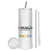 Eco friendly stainless steel tumbler 600ml, with metal straw & cleaning brush