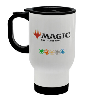 Magic the Gathering, Stainless steel travel mug with lid, double wall white 450ml