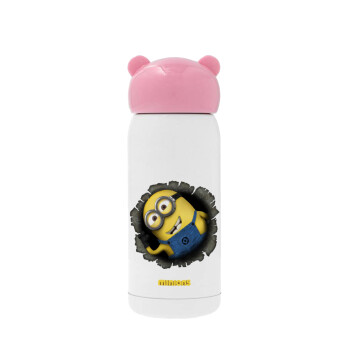 Minions hi, Pink stainless steel thermal flask, 320ml