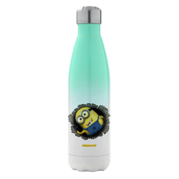 Minions hi, Μεταλλικό παγούρι θερμός Πράσινο/Λευκό (Stainless steel), διπλού τοιχώματος, 500ml