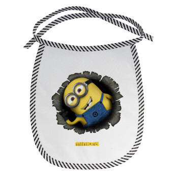 Minions hi, Σαλιάρα μωρού αλέκιαστη με κορδόνι Μαύρη