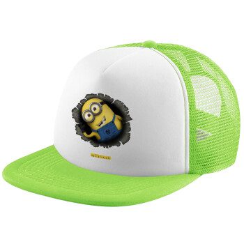 Minions hi, Child's Soft Trucker Hat with Green/White Mesh (POLYESTER, CHILDREN'S, ONE SIZE)